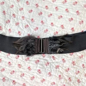 Anthropologie stretch belt with feather detail
